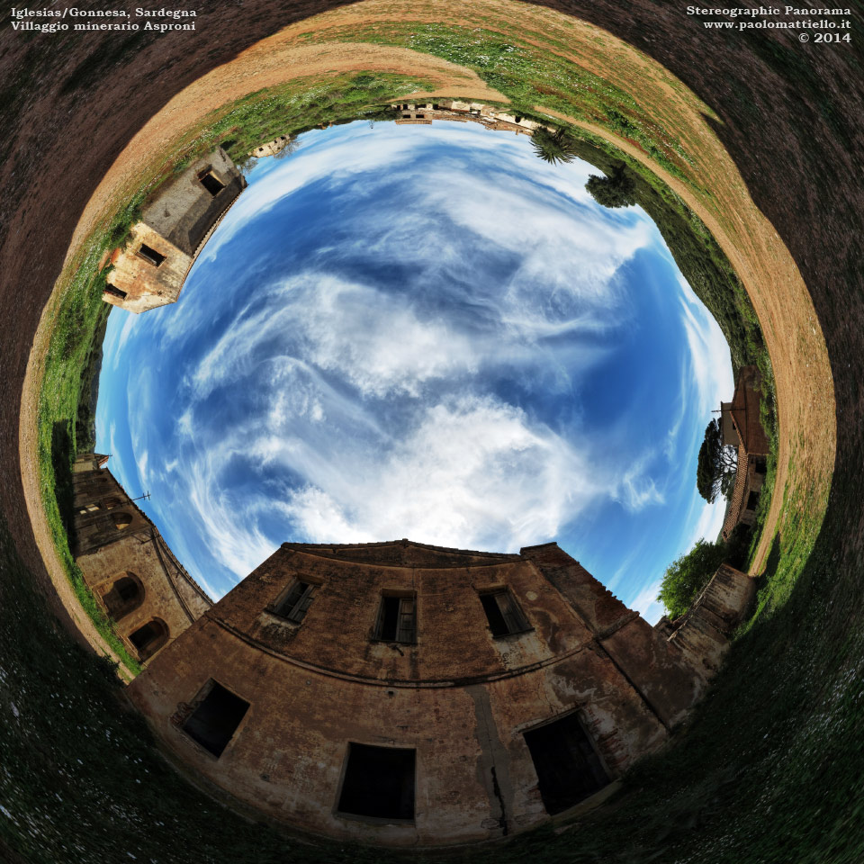 panorama stereografico stereographic - stereographic panorama - Sardegna→Iglesias e Gonnesa | Villaggio Asproni, panorama, 18.04.2014