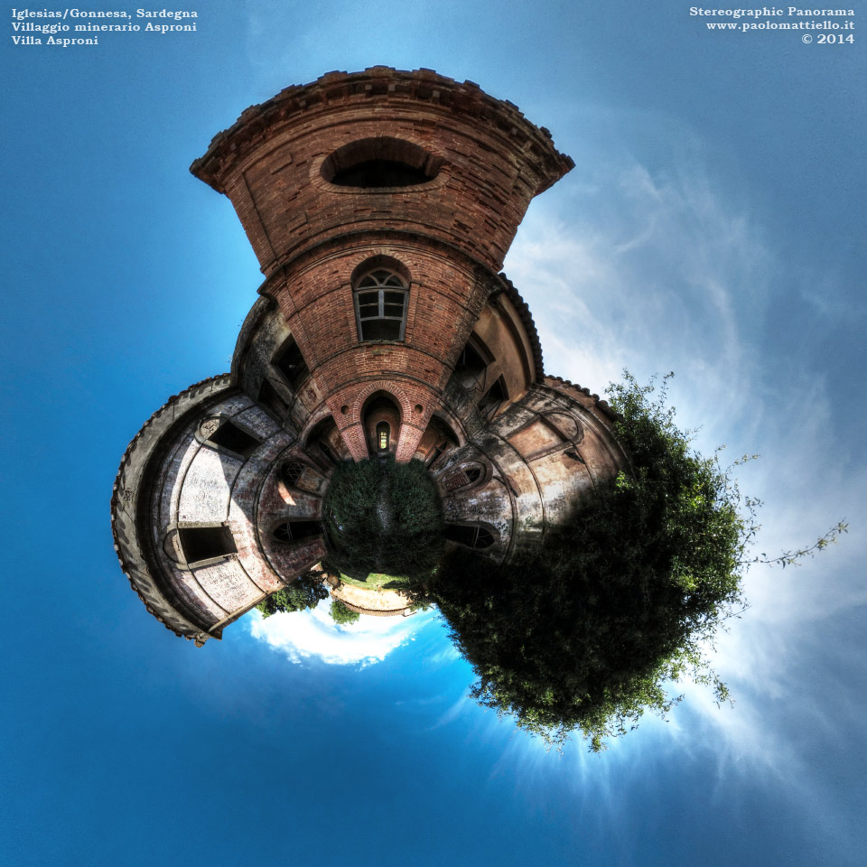 panorama stereografico stereographic - stereographic panorama - Sardegna→Iglesias e Gonnesa | Villaggio Asproni, cortile di Villa Asproni, 18.04.2014