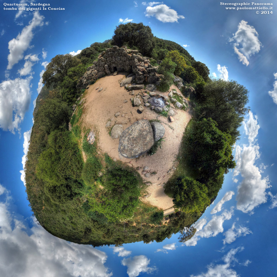 panorama stereografico stereographic - stereographic panorama - Sardegna→Quartucciu | Tomba dei giganti di Is Concias, 23.04.2014