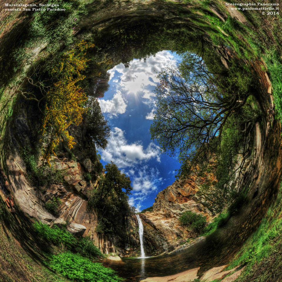 panorama stereografico stereographic - stereographic panorama - Sardegna→Maracalagonis | Cascata San Pietro Paradiso, 23.04.2014