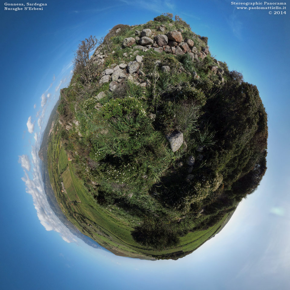 panorama stereografico stereographic - stereographic panorama - Sardegna→Gonnesa | Complesso nuragico S'Erbexi, 29.04.2014