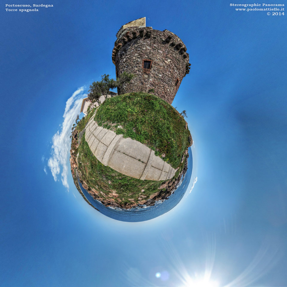 panorama stereografico stereographic - stereographic panorama - Sardegna→Portoscuso | Torre spagnola (1594), 05.05.2014