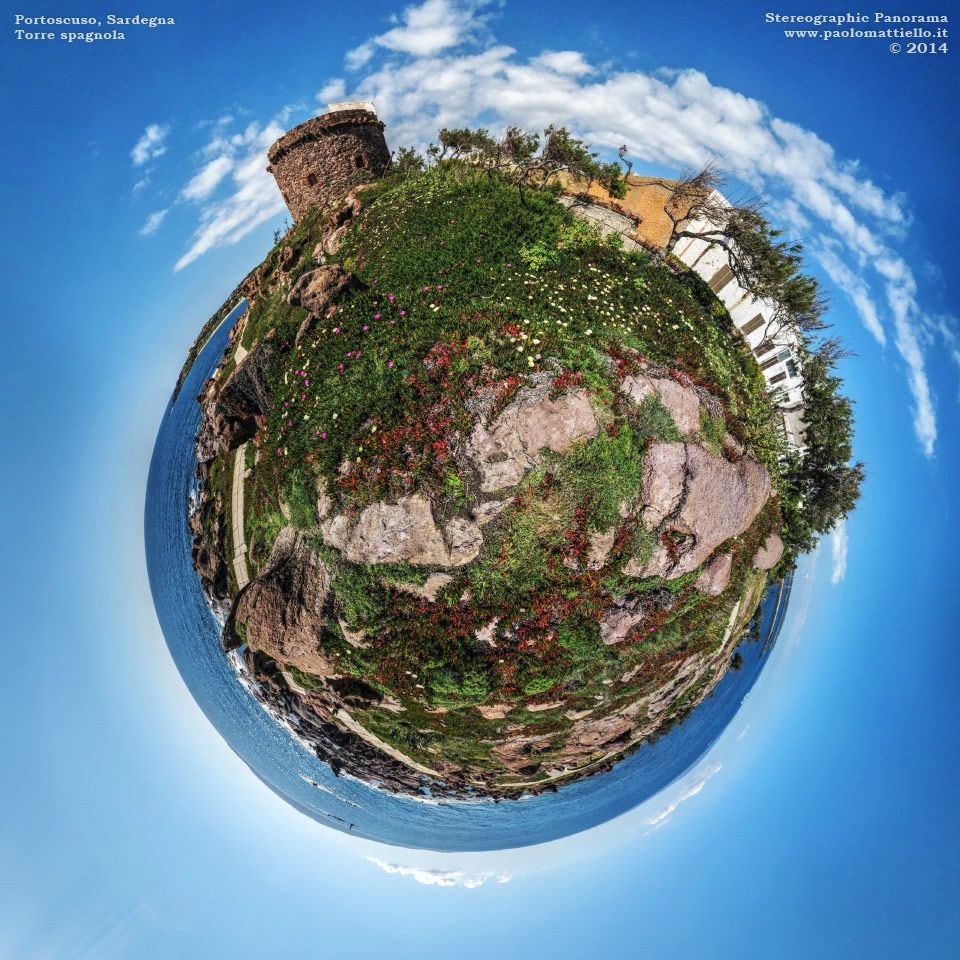 panorama stereografico stereographic - stereographic panorama - Sardegna→Portoscuso | Torre spagnola (1594), 05.05.2014