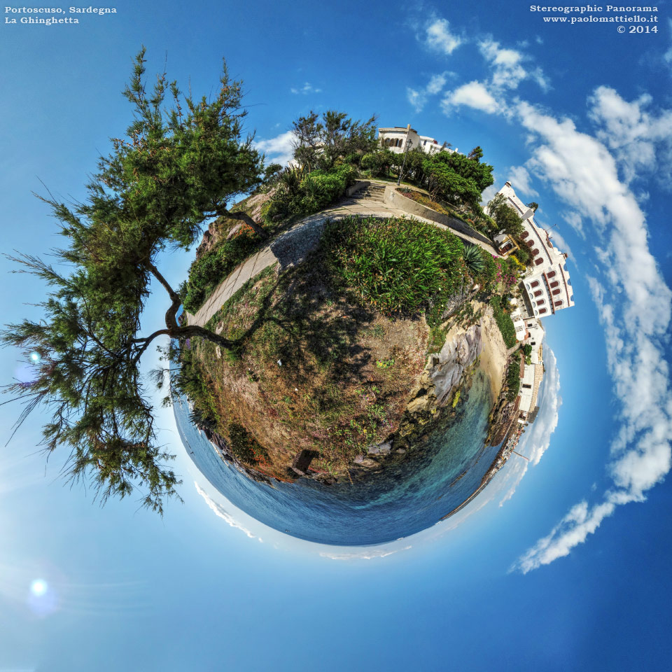 panorama stereografico stereographic - stereographic panorama - Sardegna→Portoscuso | Spiaggetta La Ghinghetta e tonnara, 05.05.2014