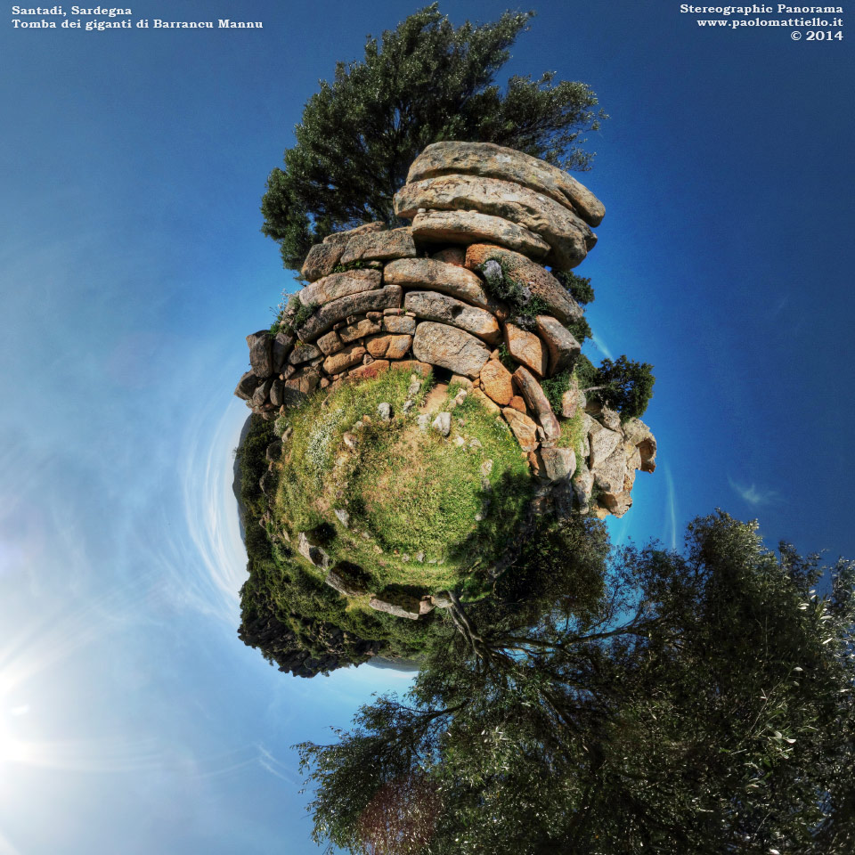 panorama stereografico stereographic - stereographic panorama - Sardegna→Santadi→Barrancu Mannu | Tomba dei giganti, 10.05.2014