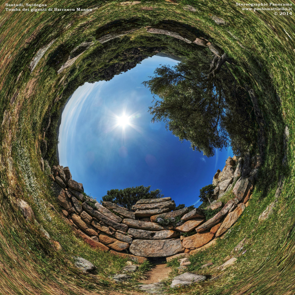 panorama stereografico stereographic - stereographic panorama - Sardegna→Santadi→Barrancu Mannu | Tomba dei giganti, 10.05.2014
