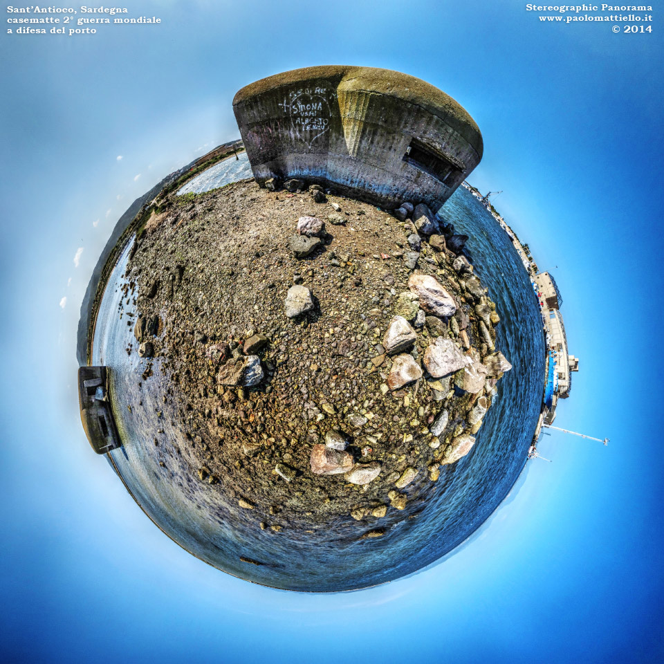 panorama stereografico stereographic - stereographic panorama - Sardegna→Sant'Antioco→Porto | Casematte 2° guerra mondiale, 13.05.2014