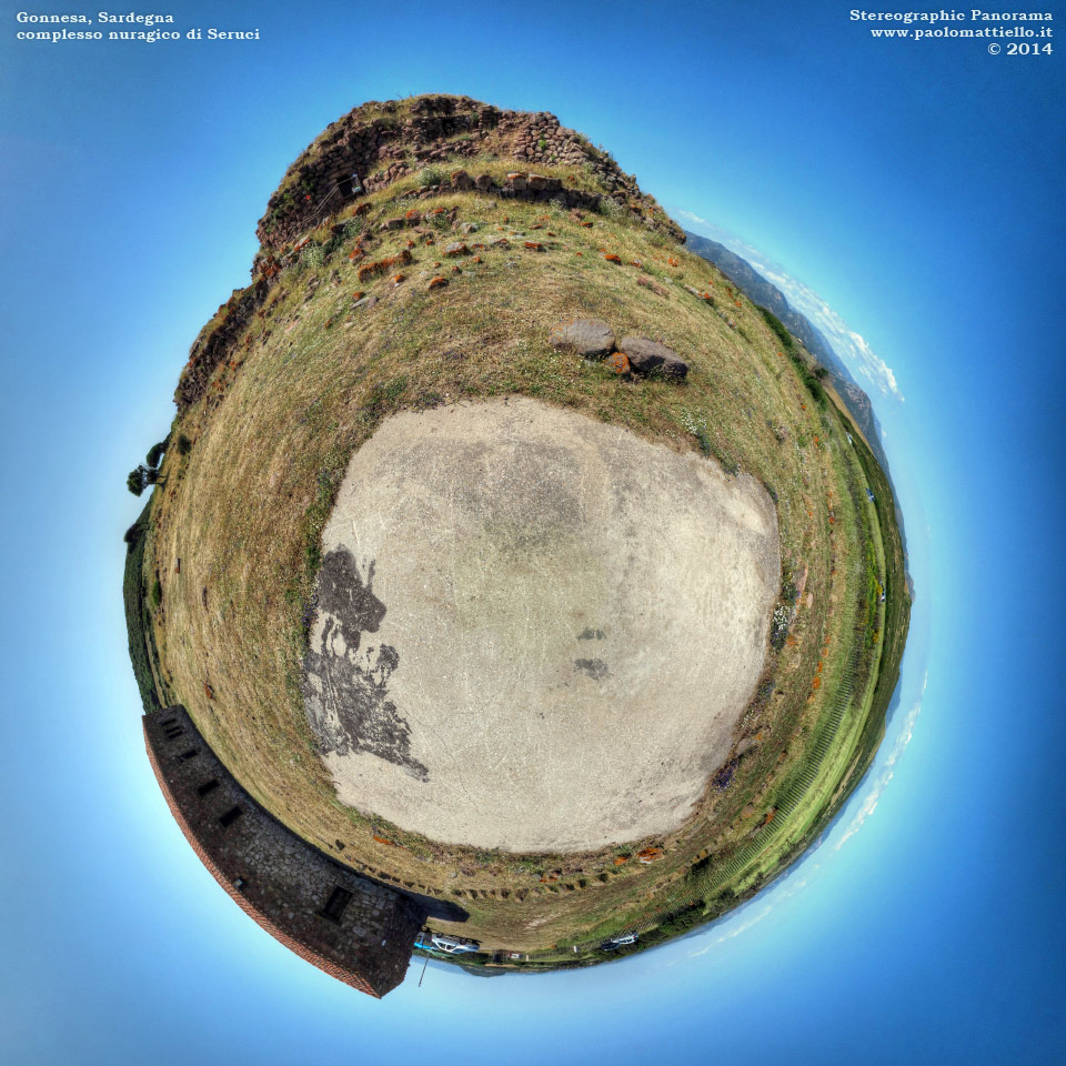 panorama stereografico stereographic - stereographic panorama - Sardegna→Gonnesa→Seruci | Nuraghe e villaggio nuragico di Seruci, 24.05.2014