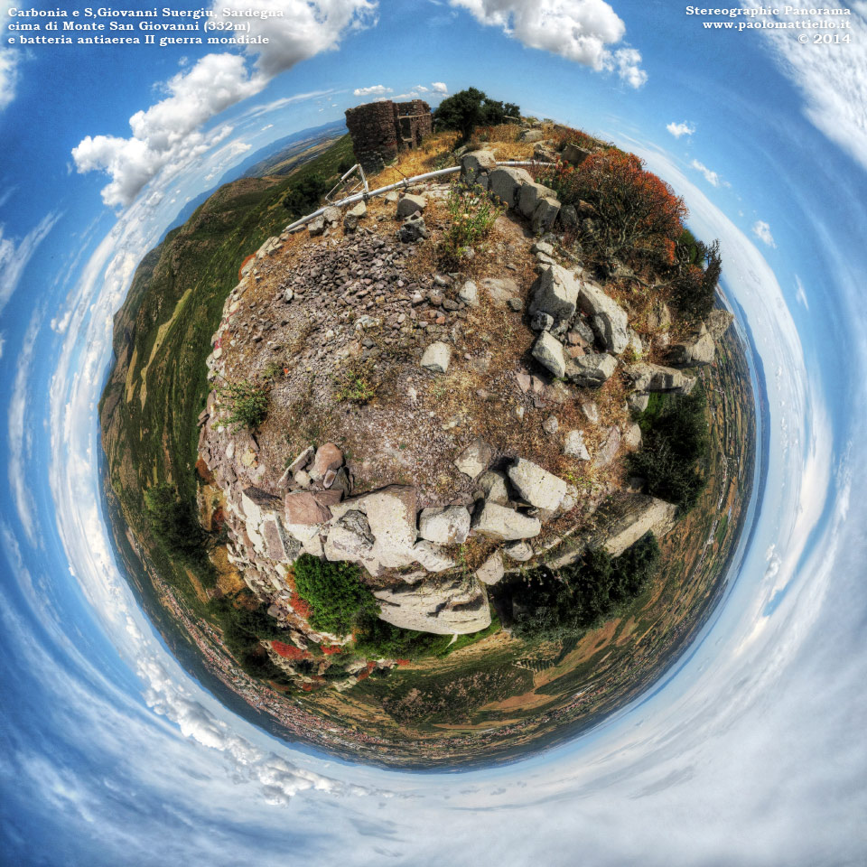 panorama stereografico stereographic - stereographic panorama - Sardegna→Carbonia/S.Giovanni Suergiu | Monte S.Giovanni (332m), batteria contraerea 656, 29.05.2014
