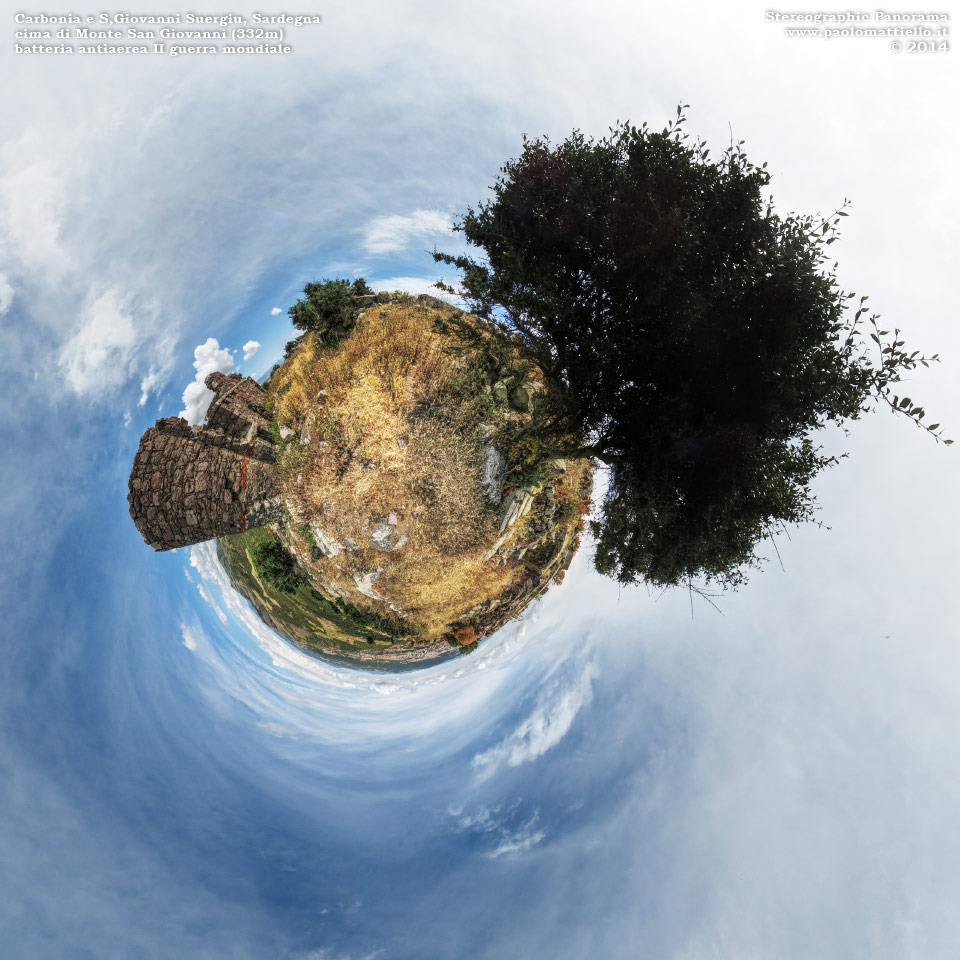 panorama stereografico stereographic - stereographic panorama - Sardegna→Carbonia/S.Giovanni Suergiu | Monte S.Giovanni (332m), batteria contraerea 656, 29.05.2014
