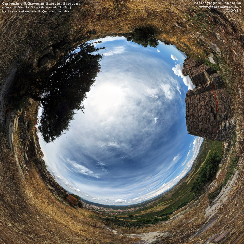 panorama stereografico stereographic - stereographic panorama - Sardegna→Carbonia/S.Giovanni Suergiu | Monte S.Giovanni (332m), batteria contraerea 656, 29.05.2014