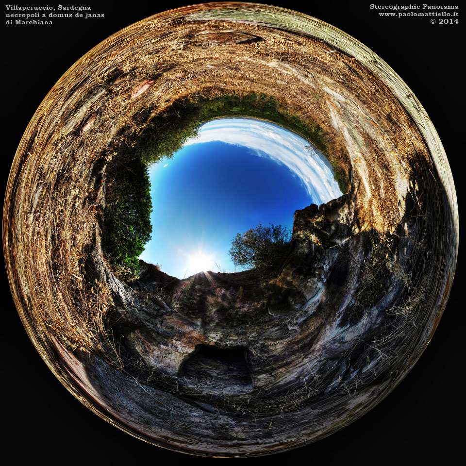 panorama stereografico stereographic - stereographic panorama - Sardegna→Villaperuccio→loc. Marchiana | Necropoli prenuragica a domus de janas, 03.06.2014