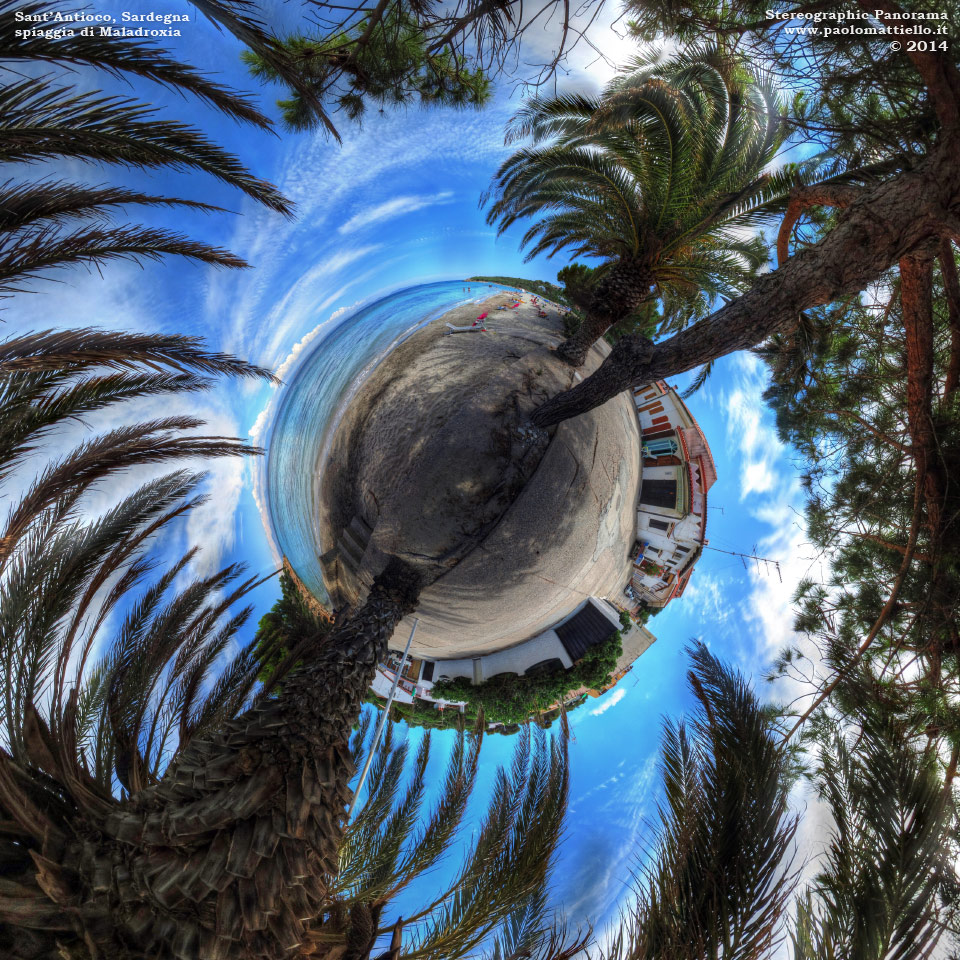panorama stereografico stereographic - stereographic panorama - Sardegna→Sant'Antioco | Spiaggia Maladroxia e lungomare, 17.06.2014