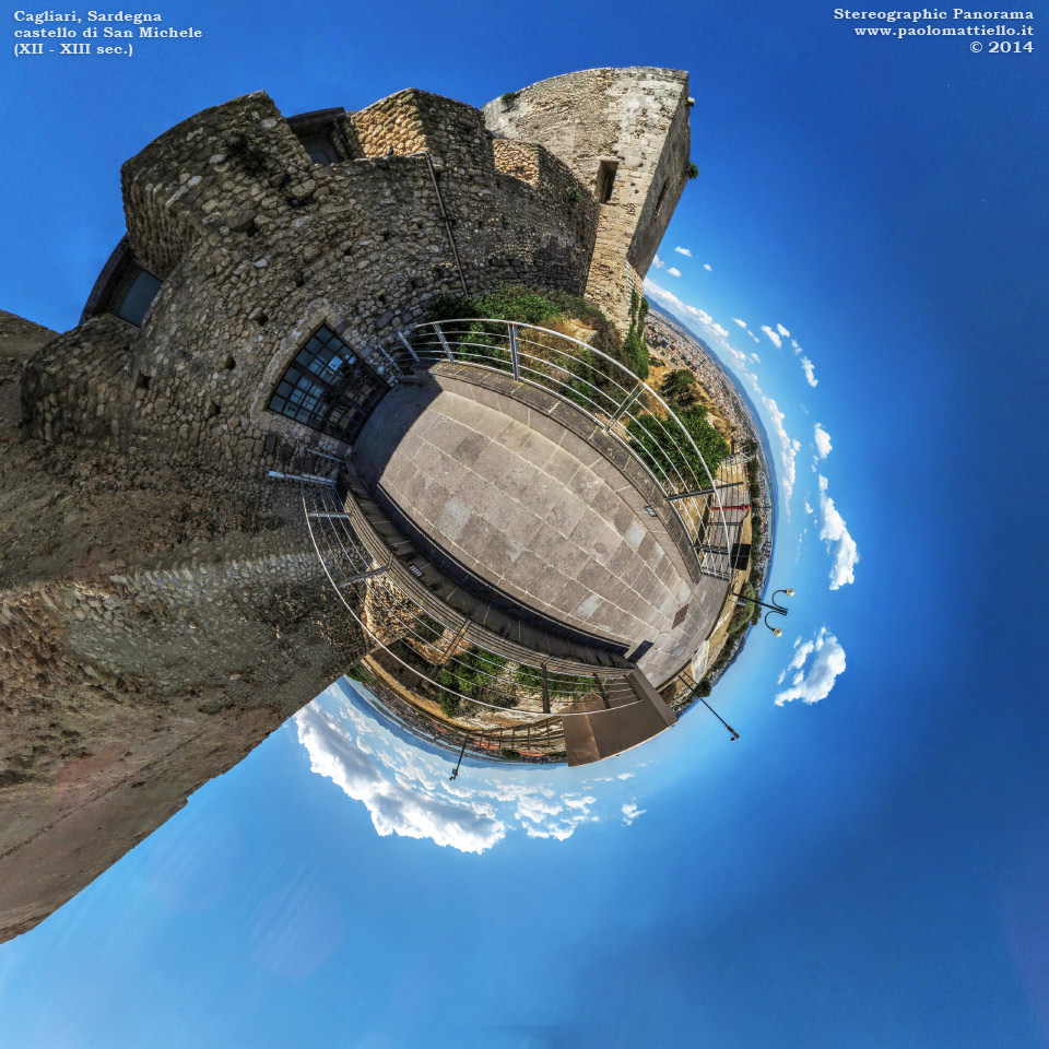 panorama stereografico stereographic - stereographic panorama - Sardegna→Cagliari | Colle e castello di San Michele (XII-XIII sec.), 19.06.2014