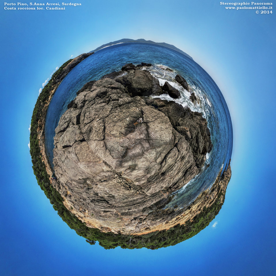 panorama stereografico stereographic - stereographic panorama - Sardegna→S.Anna Arresi→Porto Pino | Scogliera loc. Candiani, prima di P.Menga, 31.07.2014