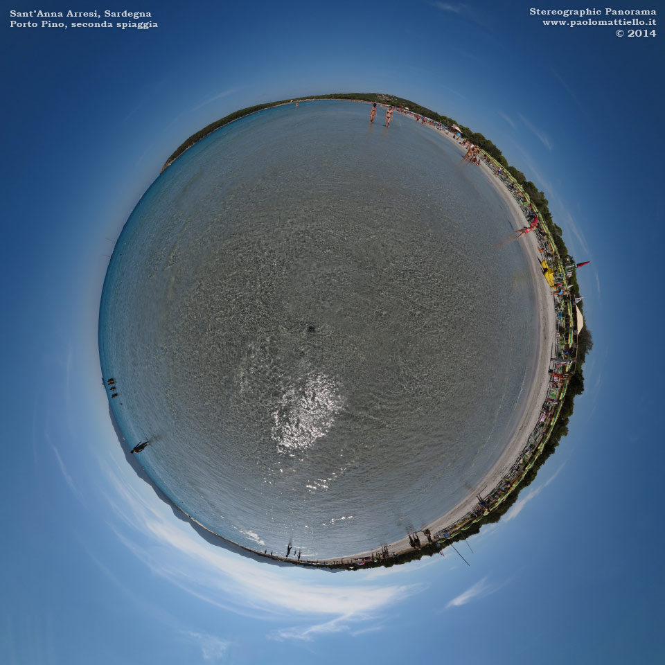 panorama stereografico stereographic - stereographic panorama - Sardegna→S.Anna Arresi→Porto Pino | Seconda spiaggia, fronte Luna Beach, 25.08.2014