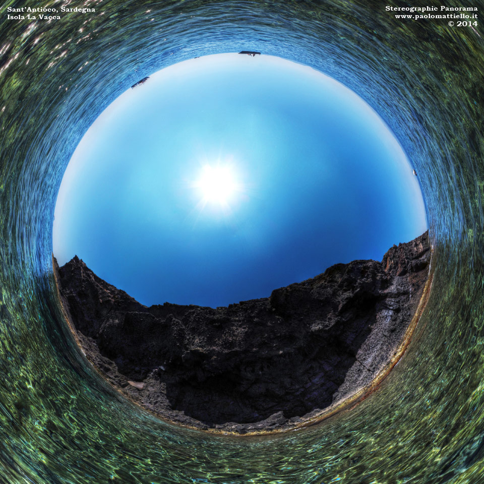 panorama stereografico stereographic - stereographic panorama - Sardegna→Sant'Antioco→Isola La Vacca | Lato sud-est dell'isola, 22.08.2014