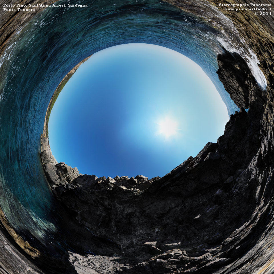panorama stereografico stereographic - stereographic panorama - Sardegna→Sant'Anna Arresi→Porto Pino | Punta Tonnara e Grotta dei Baci, 05.09.2014