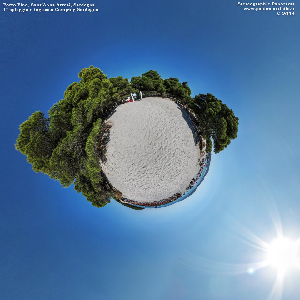 panorama stereografico stereographic - stereographic panorama - Sardegna→Sant'Anna Arresi→Porto Pino | Spiaggia e ingresso Camping Sardegna, 13.09.2014