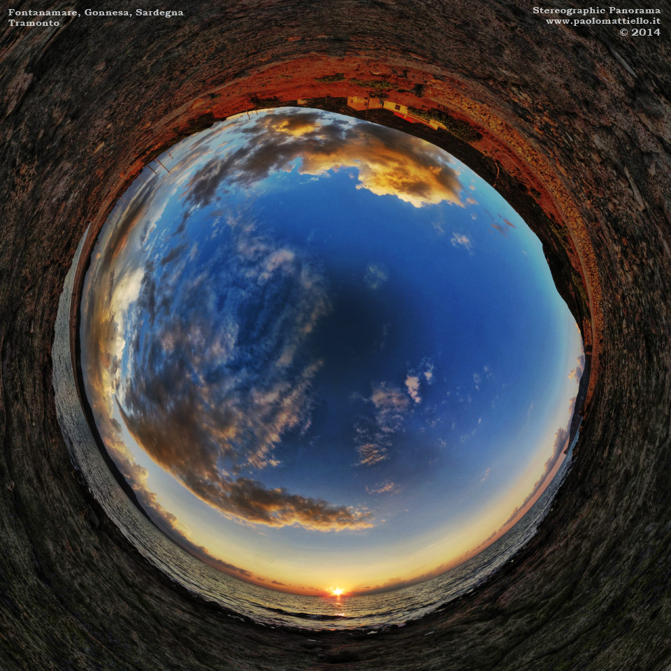 panorama stereografico stereographic - stereographic panorama - Sardegna→Gonnesa→Fontanamare | Tramonto, 04.10.2014
