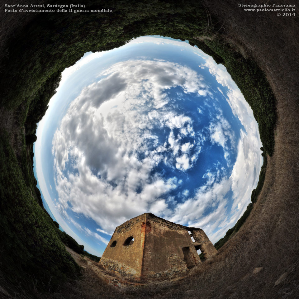 panorama stereografico stereographic - stereographic panorama - Sardegna→S.Anna Arresi→M.Sarri | Posto avvistamento II guerra mondiale, 05.10.2014