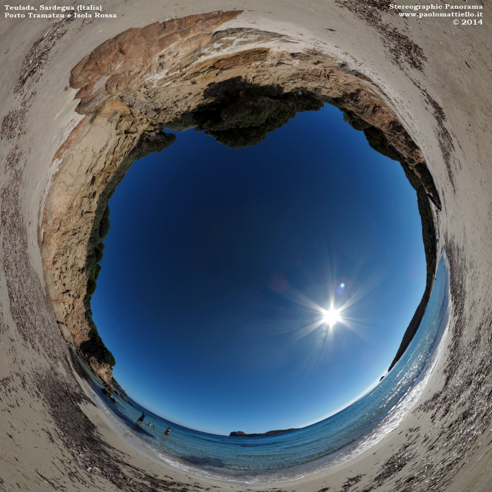 panorama stereografico stereographic - stereographic panorama - Sardegna→Teulada→Porto Tramatzu | Spiaggia e Isola Rossa, 17.10.2014