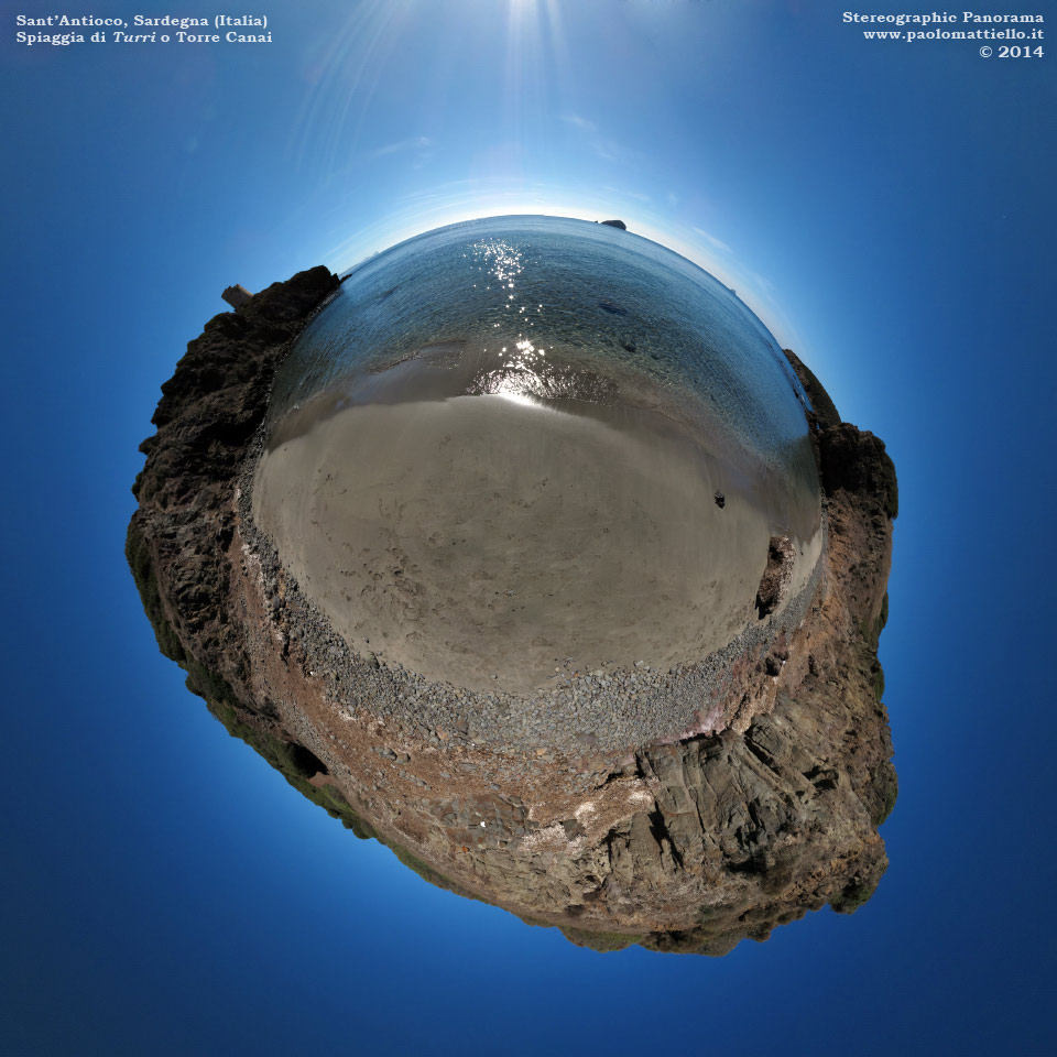 panorama stereografico stereographic - stereographic panorama - Sardegna→Sant'Antioco→Turri | Prima spiaggia, sotto Torre Canai, 18.10.2014