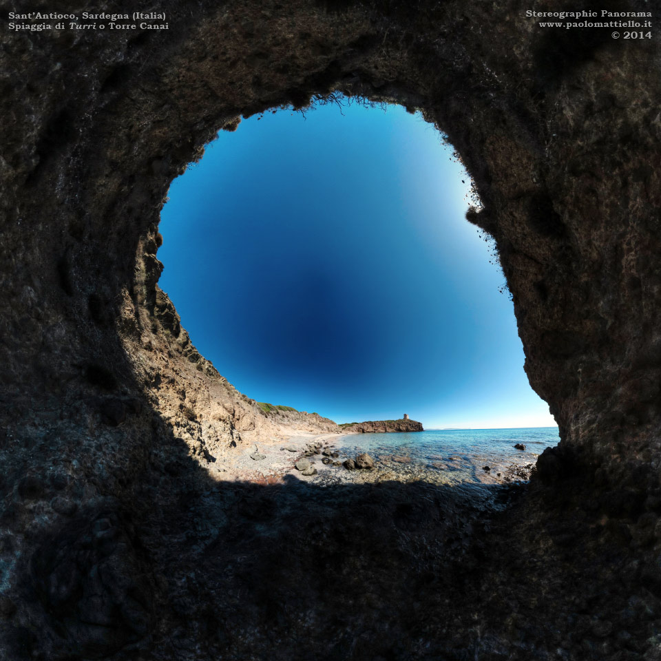panorama stereografico stereographic - stereographic panorama - Sardegna→Sant'Antioco→Turri | Prima spiaggia, sotto Torre Canai, 18.10.2014