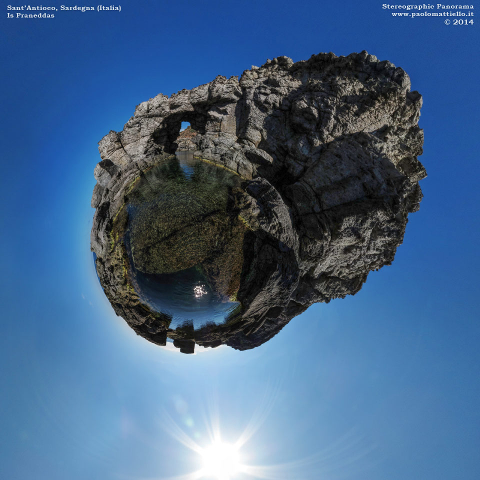 panorama stereografico stereographic - stereographic panorama - Sardegna→Sant'Antioco→Is Praneddas | Piscina naturale di Is Praneddas, dall'acqua, 20.10.2014