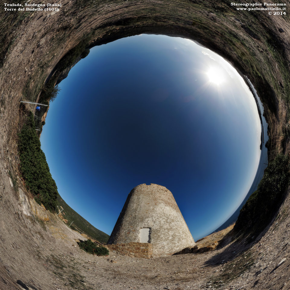 panorama stereografico stereographic - stereographic panorama - Sardegna→Teulada→Punta della Torre | Torre del Budello (1601), 25.10.2014