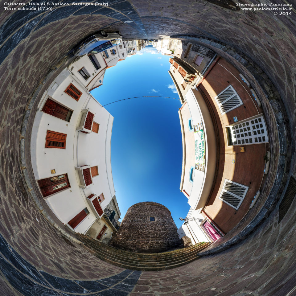 panorama stereografico stereographic - stereographic panorama - Sardegna→Isola di S.Antioco→Calasetta | Torre sabauda (1759), 18.11.2014
