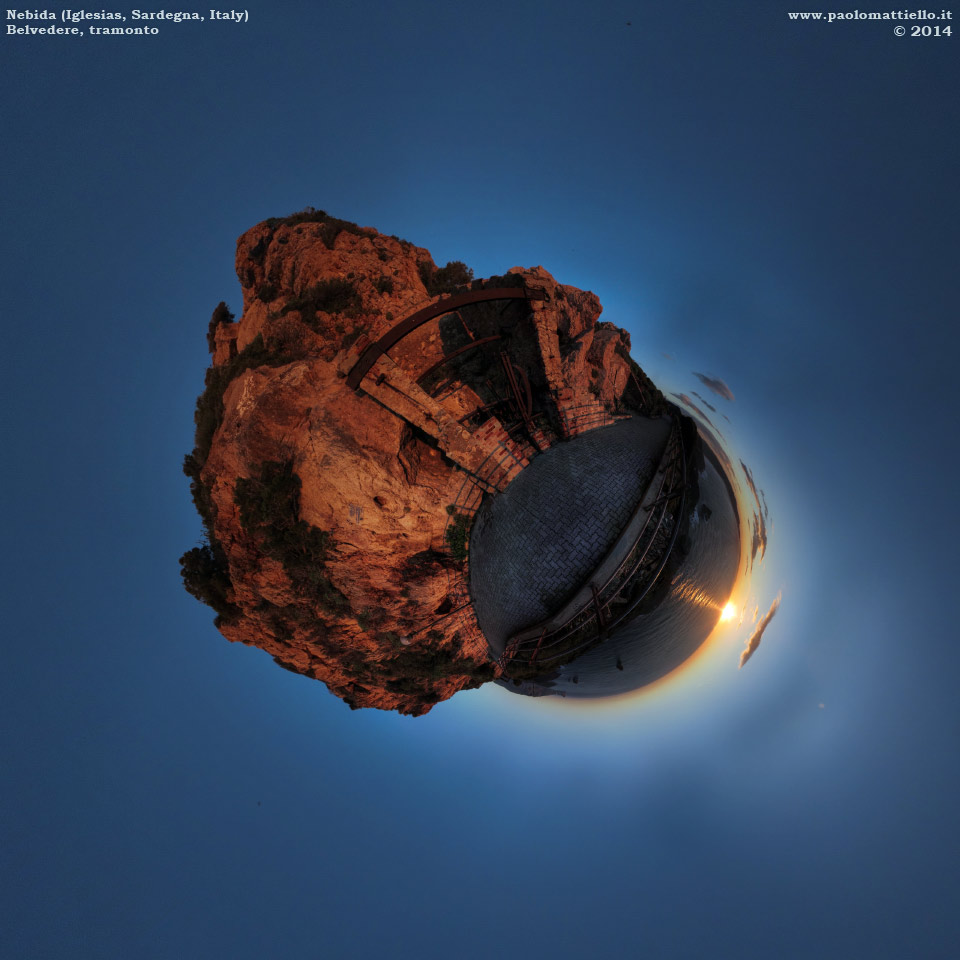 panorama stereografico stereographic - stereographic panorama - Sardegna→Iglesias→Nebida | Tramonto dal Belvedere, 18.12.2014