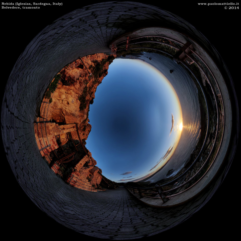 panorama stereografico stereographic - stereographic panorama - Sardegna→Iglesias→Nebida | Tramonto dal Belvedere, 18.12.2014