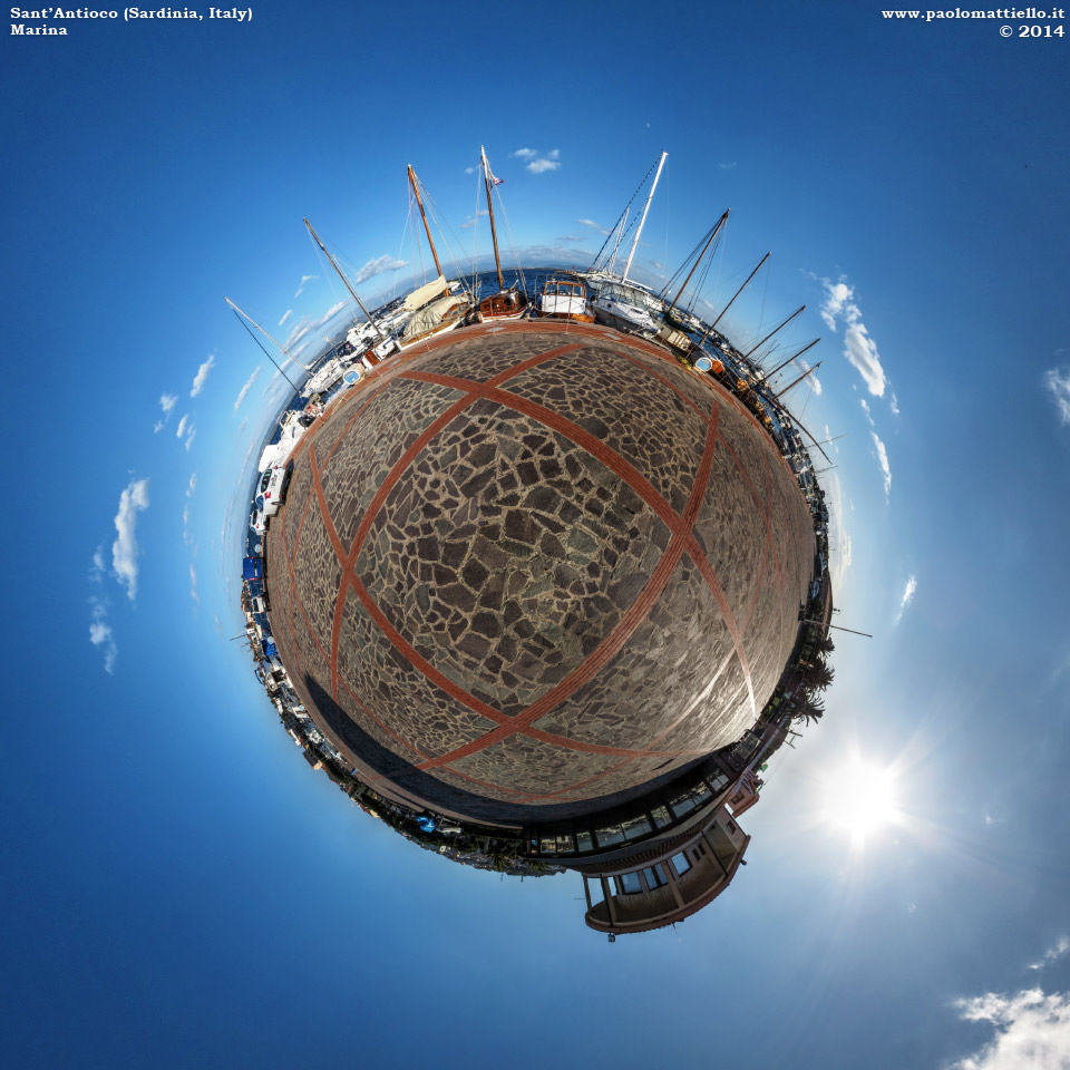 panorama stereografico stereographic - stereographic panorama - Sardegna→Sant'Antioco | Porticciolo turistico in inverno, 29.12.2014