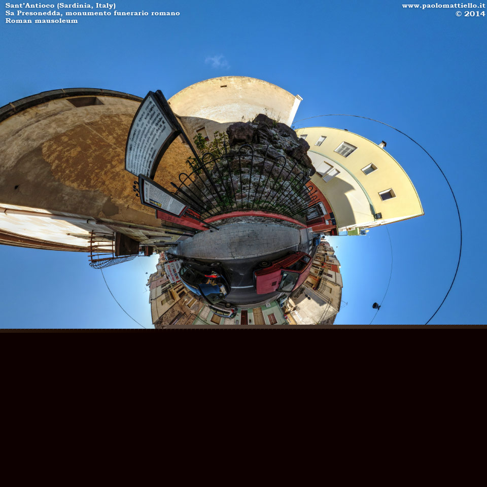 panorama stereografico stereographic - stereographic panorama - Sardegna→Sant'Antioco |Sa Presonedda, monumento funerario romano, 29.12.2014