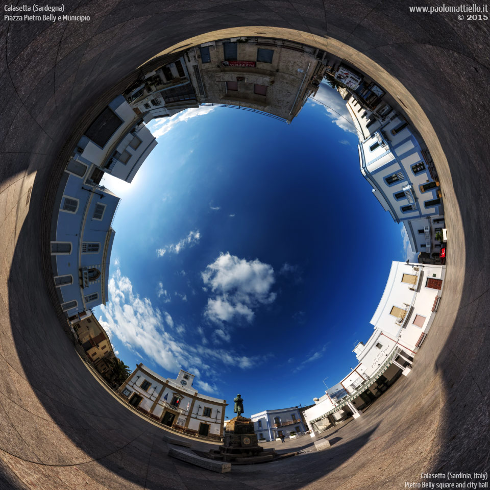 panorama stereografico stereographic - stereographic panorama - Sardegna→Isola S.Antioco→Calasetta | P.zza Belly, municipio e monumento, 13.02.2015