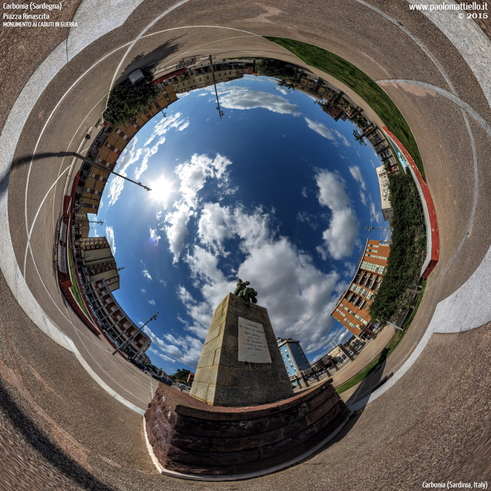 panorama stereografico stereographic - stereographic panorama - Sardegna→Carbonia→Piazza Rinascita | Monumento ai Caduti in Guerra (F.D'Aspro, 1954) 06.03.2015