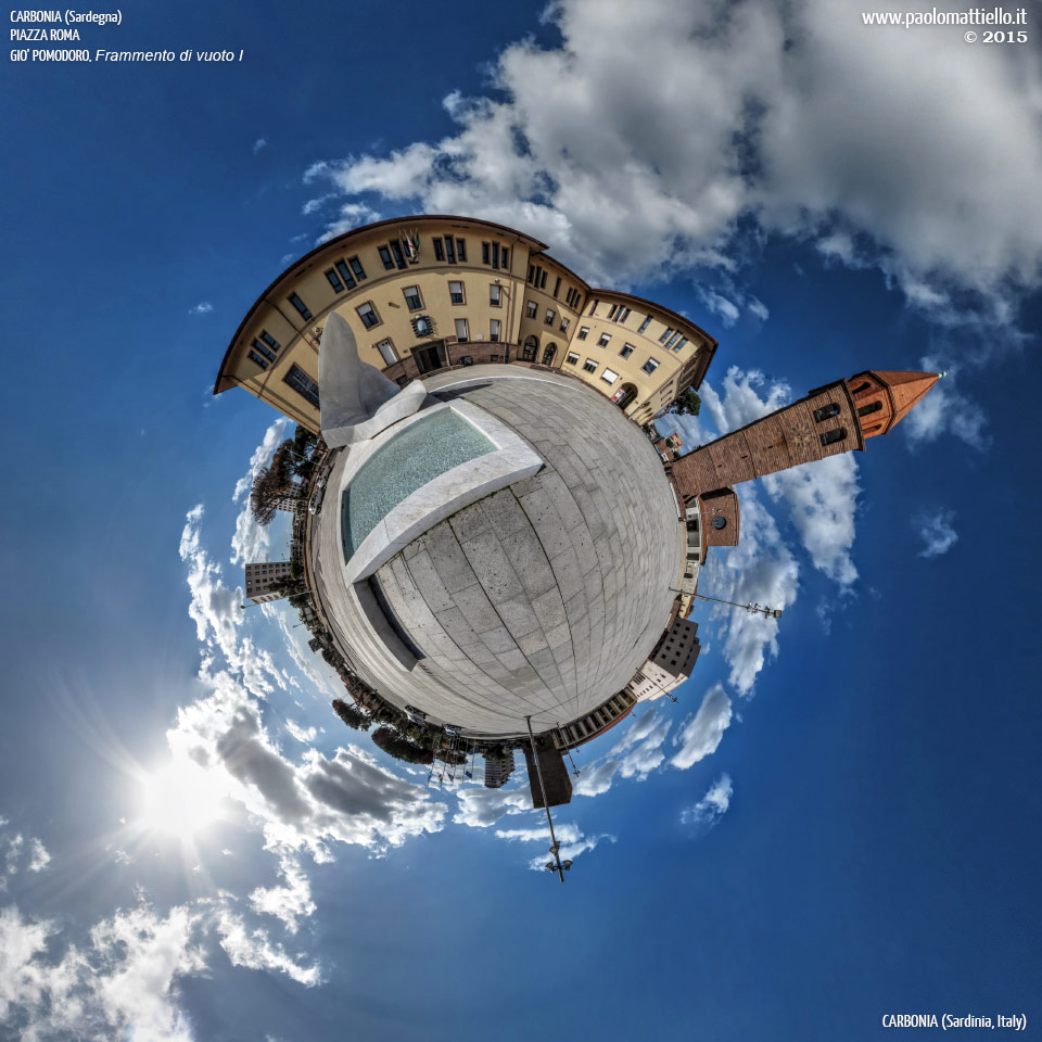 panorama stereografico stereographic - stereographic panorama - Sardegna→Carbonia→Piazza Roma | Municipio, S.Ponziano e Frammento di Vuoto I, 06.03.2015