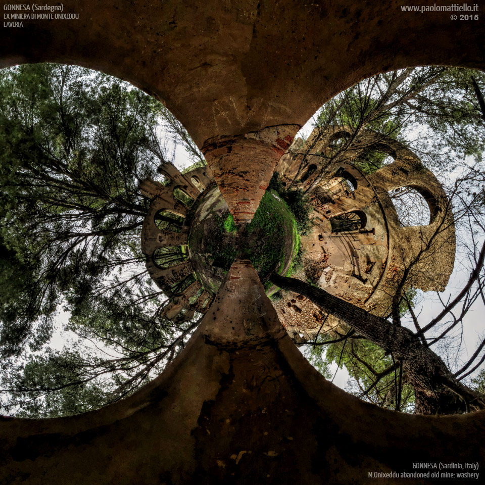 panorama stereografico stereographic - stereographic panorama - Sardegna→Gonnesa | Ex miniera di Monte Onixeddu, laveria Von Willer, 19.03.2015