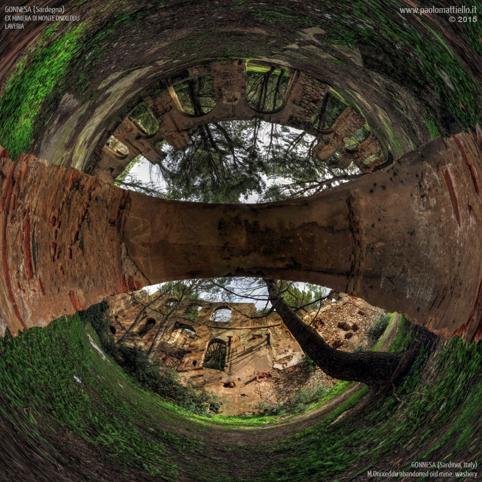 panorama stereografico stereographic - stereographic panorama - Sardegna→Gonnesa | Ex miniera di Monte Onixeddu, laveria Von Willer, 19.03.2015