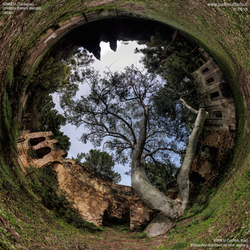 panorama stereografico stereographic - stereographic panorama - Sardegna→Gonnesa | Ex miniera di Monte Onixeddu, laveria Von Willer e eucalyptus, 19.03.2015