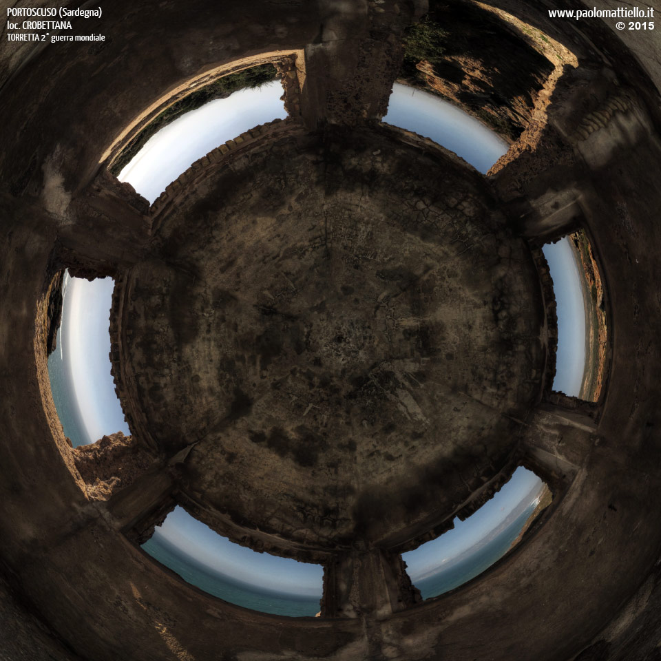 panorama stereografico stereographic - stereographic panorama - Sardegna→Portoscuso→Loc. Crobettana | Torretta d'avvistamento 2° guerra mondiale, 28.03.2015