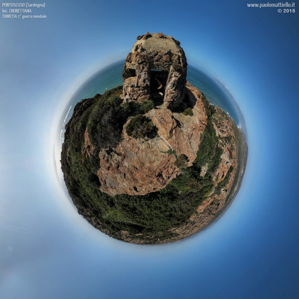 panorama stereografico stereographic - stereographic panorama - Sardegna→Portoscuso→Loc. Crobettana | Torretta d'avvistamento 2° guerra mondiale, 28.03.2015