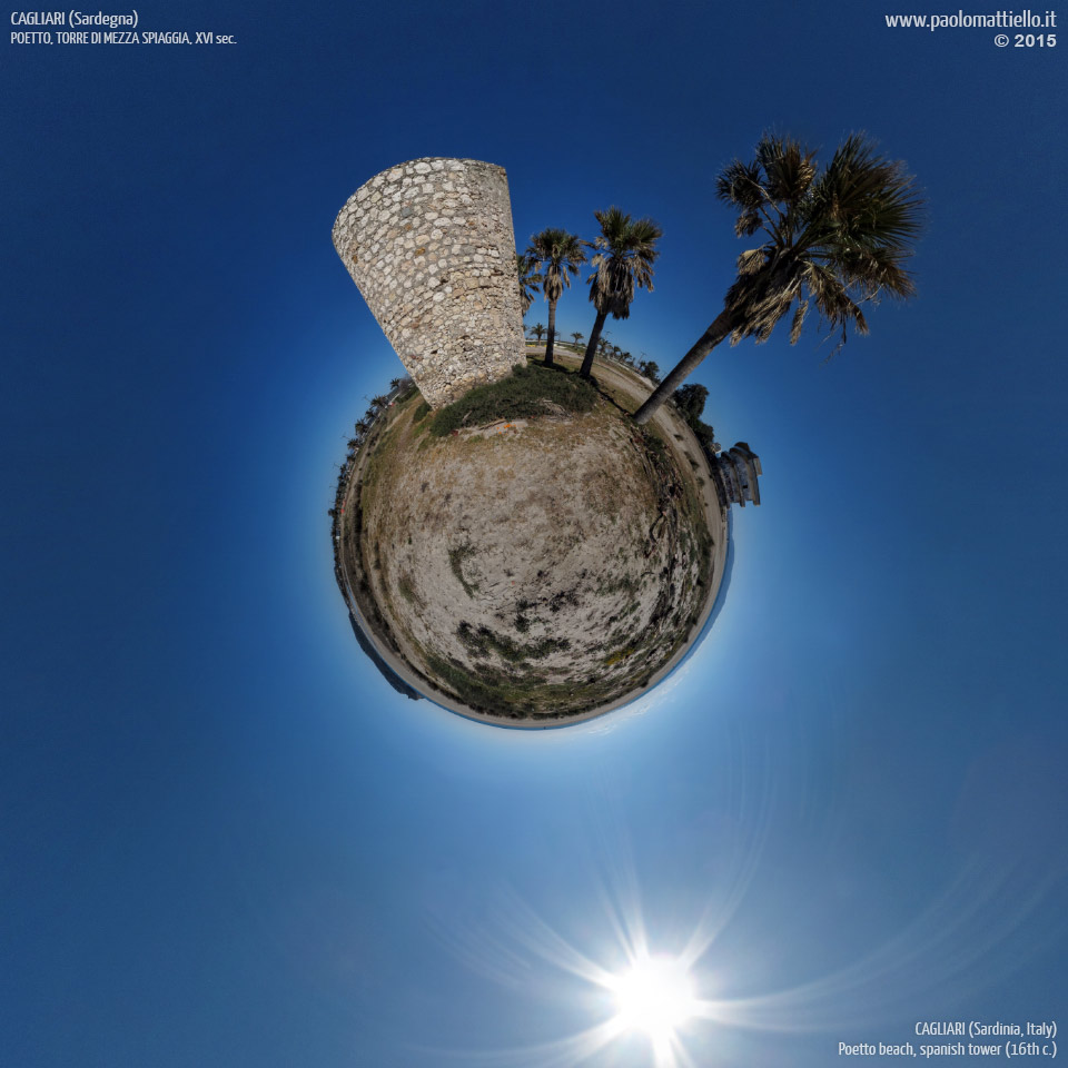 panorama stereografico stereographic - stereographic panorama - Sardegna→Cagliari | Poetto, Torre di Mezza Spiaggia, 08.04.2015