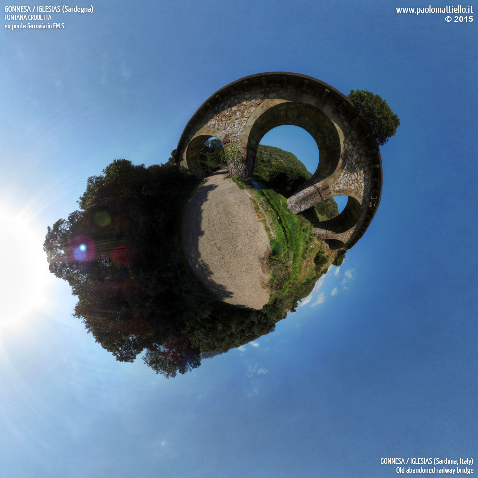 panorama stereografico stereographic - stereographic panorama - Sardegna→Gonnesa→Loc. Funtana Crobetta | Ponte Ferrovie Meridionali Sarde (1925), 13.04.2015