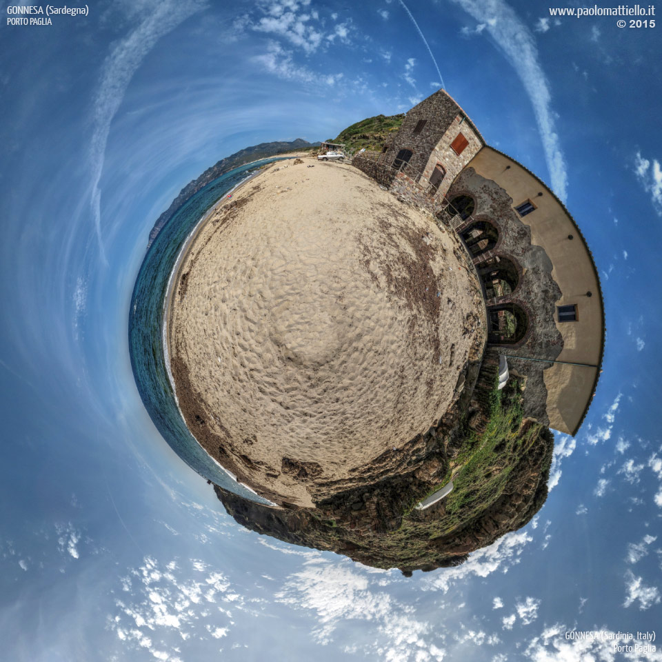 panorama stereografico stereographic - stereographic panorama - Sardegna→Gonnesa→Loc. Porto Paglia | Spiaggia di Porto Paglia e ex tonnara, 18.04.2015