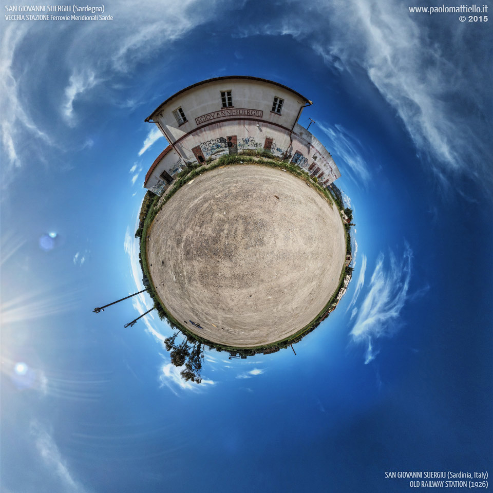 panorama stereografico stereographic - stereographic panorama - Sardegna→San Giovanni Suergiu | Ex stazione FMS (1926), 29.04.2015