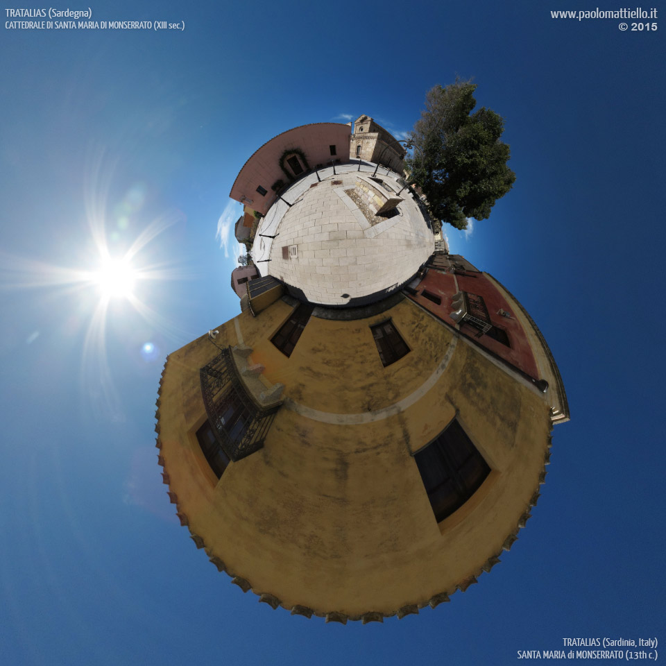 panorama stereografico stereographic - stereographic panorama - Sardegna→Tratalias vecchia | Borgo medievale e cattedrale di S.Maria di Monserrato, 29.04.2015