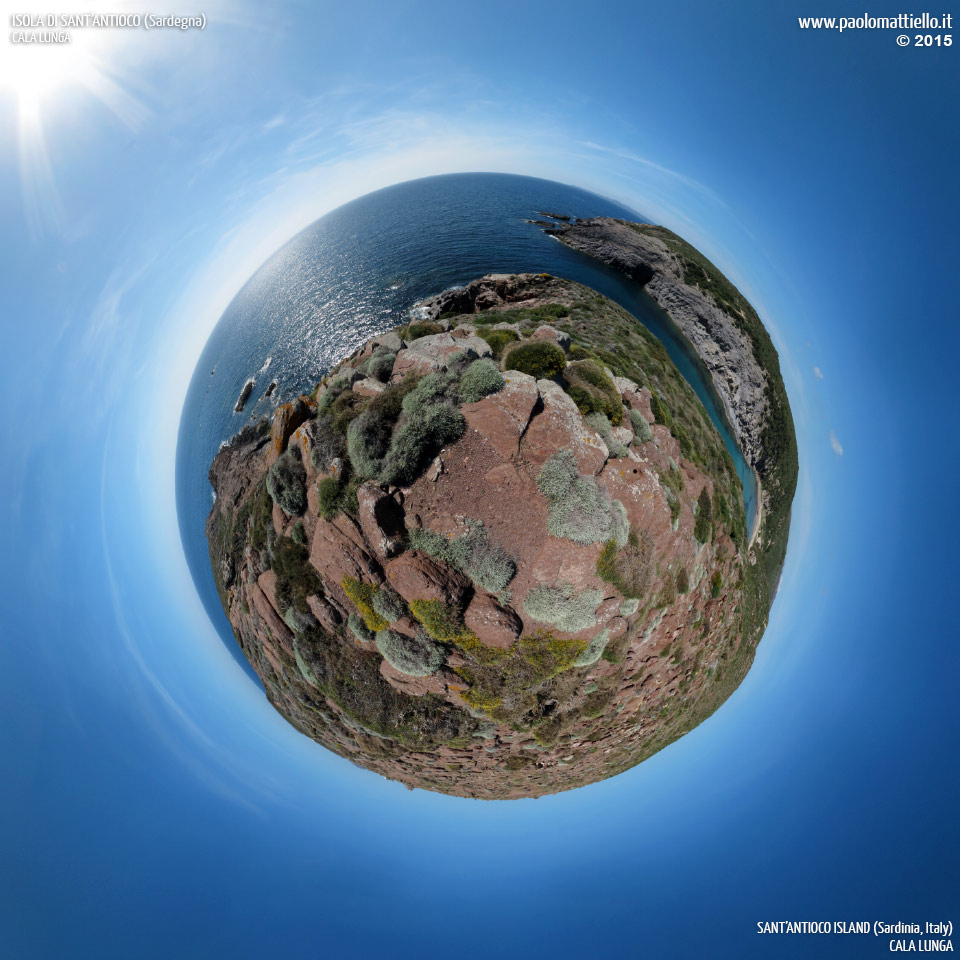panorama stereografico stereographic - stereographic panorama - Sardegna→Isola di S.Antioco | Cala Lunga dall'alto, 30.04.2015