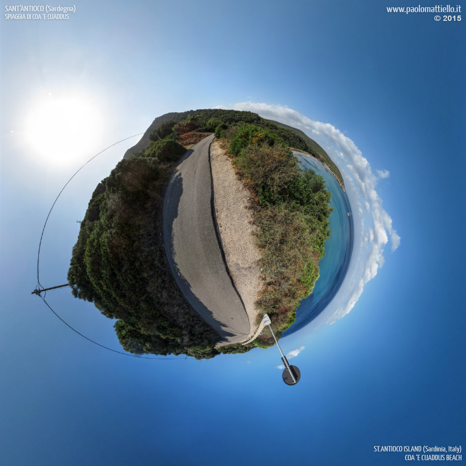 panorama stereografico stereographic - stereographic panorama - Sardegna→Isola di S.Antioco | Coa 'e Cuaddus dalla strada, 20.06.2015